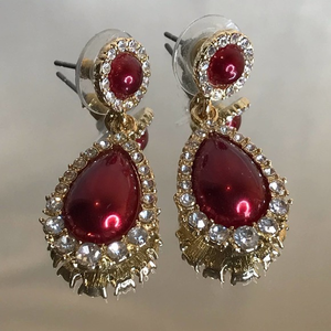 Gold-Tone Crystal & Imitation Pearl Drop‎ Earrings